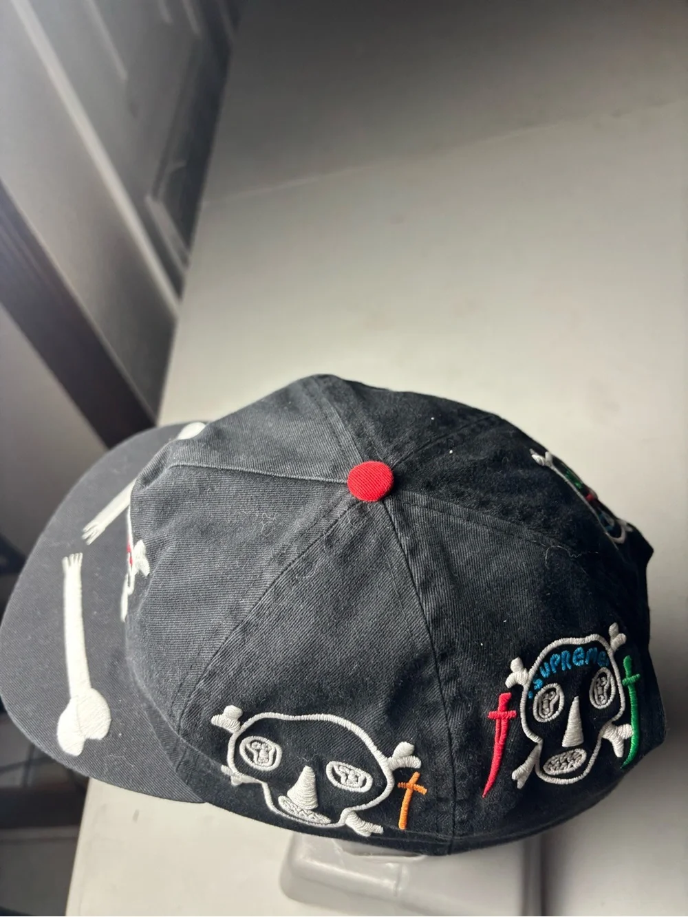 New Supreme Supreme × Clayton Patterson Skulls 5 Panel OS Black SS21